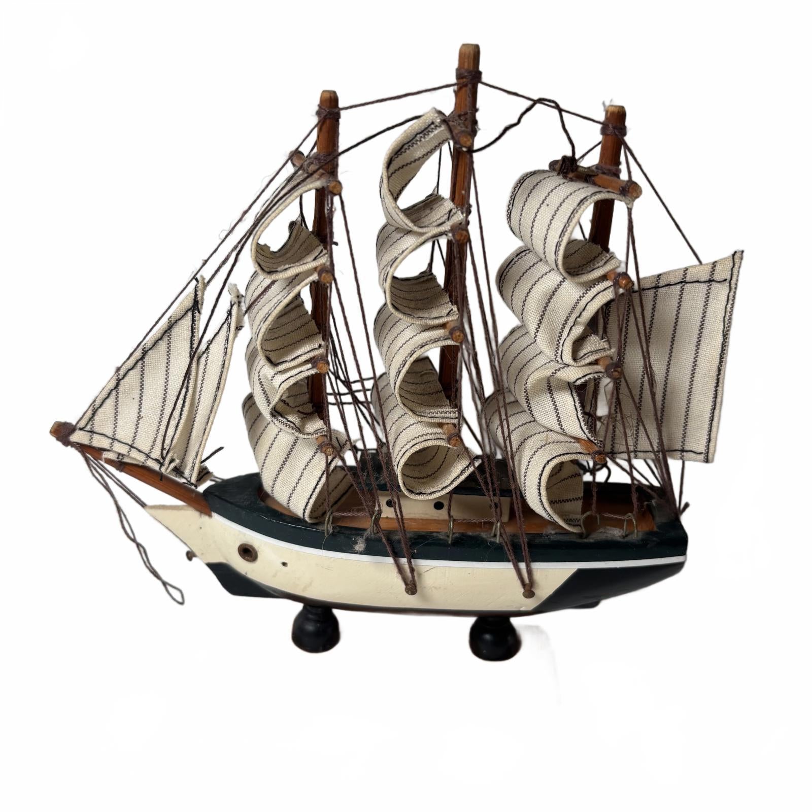 Handcrafted Wooden Nautical Decor Ship Model 17in
