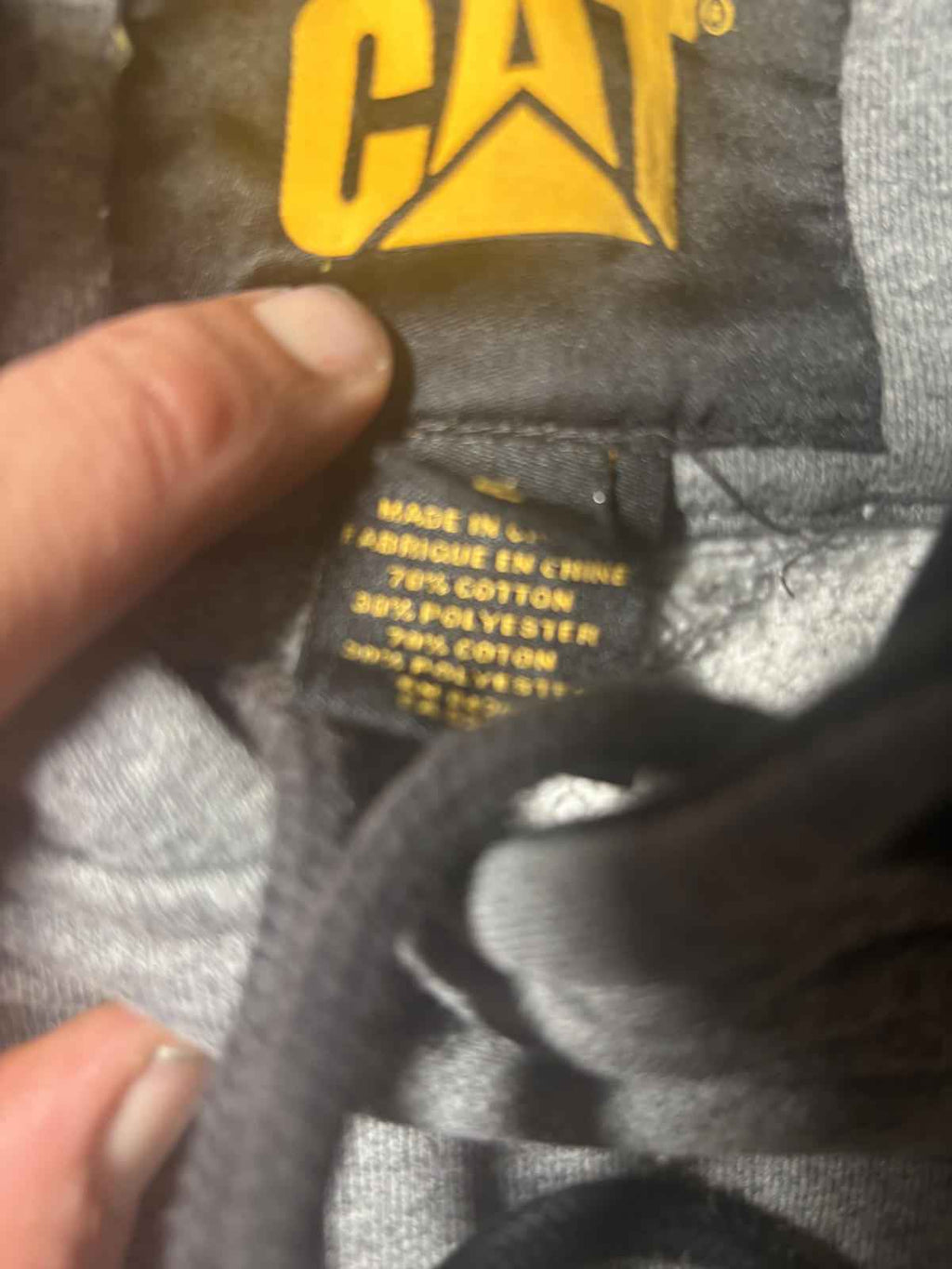 Caterpillar CAT Large Grey & Black Hoodie Sweatshirt