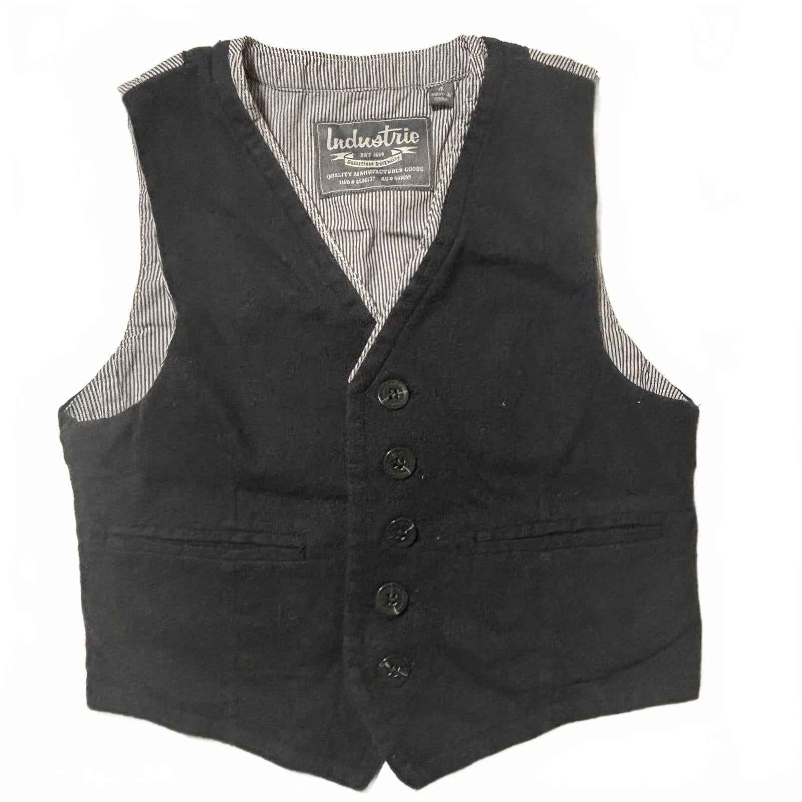 Industrie Kids Black Cotton Vest Size 4 (High Quality)