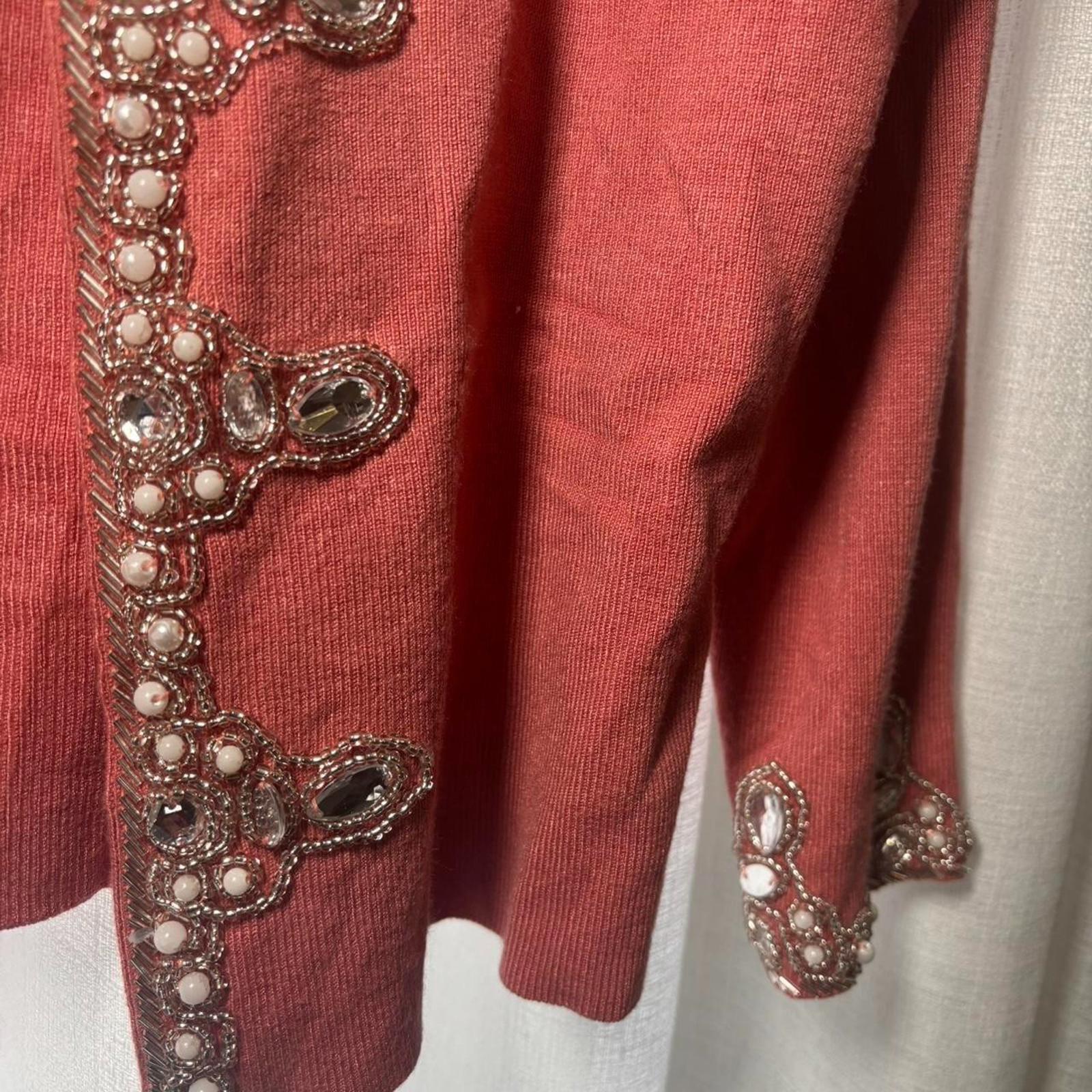 Dusk Pink cardigan with silver beading and pearl details #glamour size M - Come Sell Nearly Anything