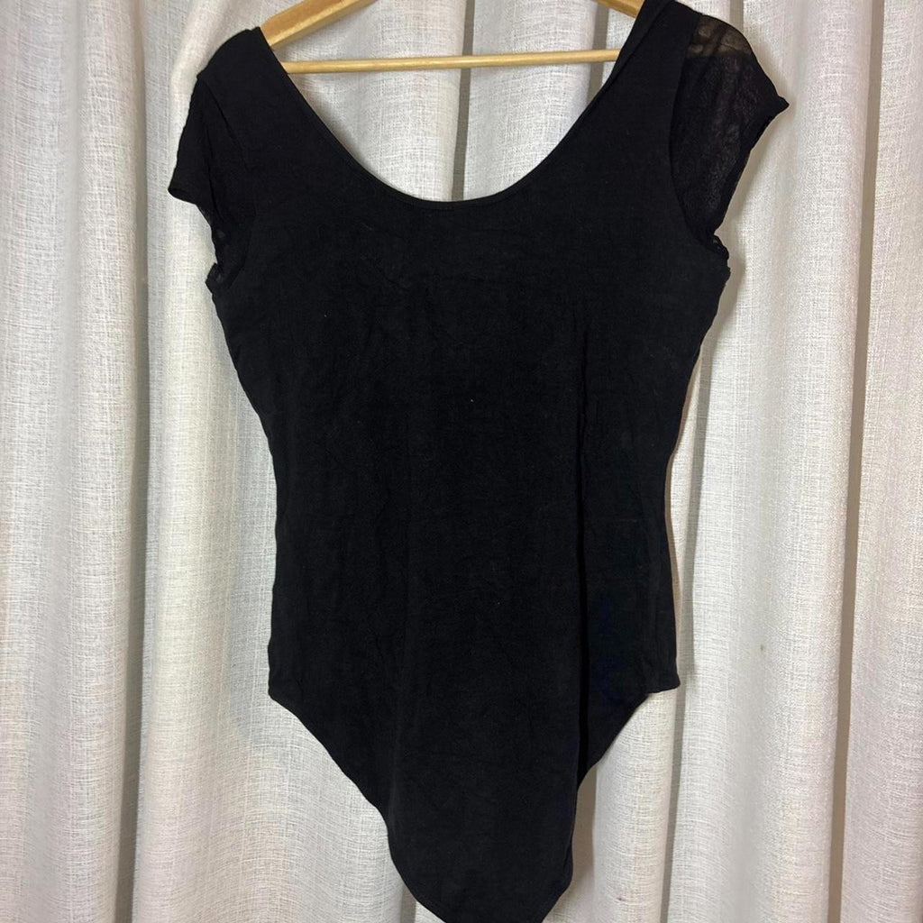Black bodysuit Large JeansWest sheer sleeves and back, zipper at the back - Come Sell Nearly Anything