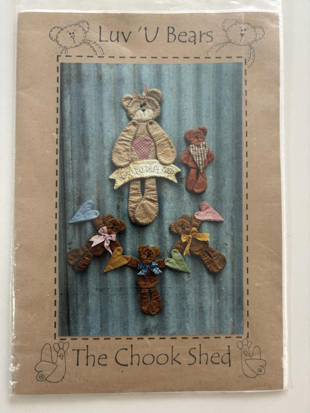 The Chook Shed - Luv u Bears Patchwork Wall Hanger Sew Pattern Vintage Craft - Come Sell Nearly Anything
