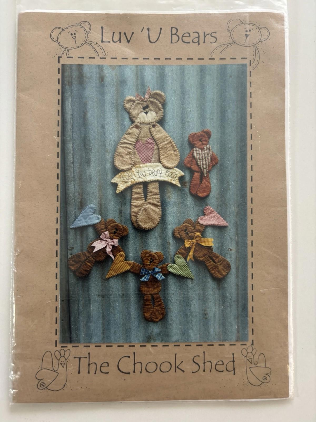 The Chook Shed - Luv u Bears Patchwork Wall Hanger Sew Pattern Vintage Craft - Come Sell Nearly Anything