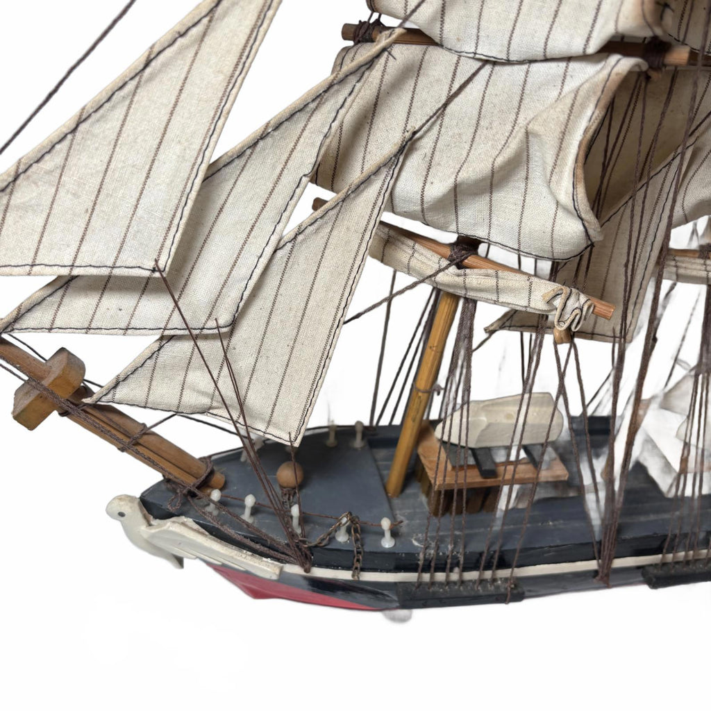 Decorative Wooden Ship Model with Fabric Sails