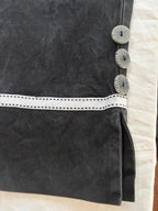 Black Women's Pants with Button and Lace Detail - Come Sell Nearly Anything