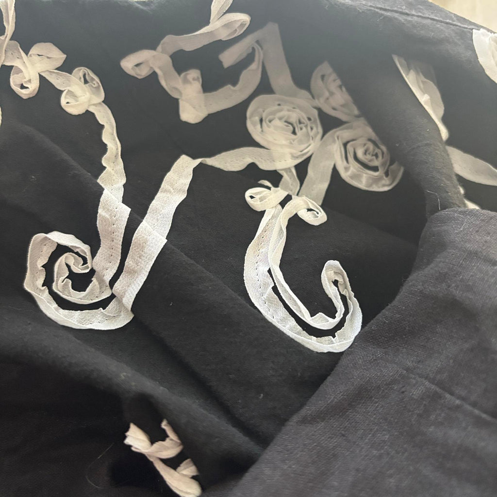 Country Belle Women's Black Linen Cotton Skirt Size 16 Vintage Style