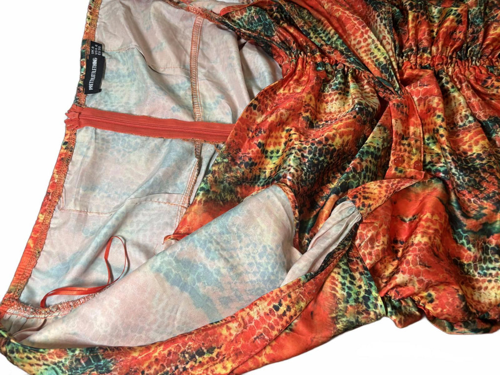 PrettyLittleThing Ruched Snake Print Bodycon Dress - Come Sell Nearly Anything