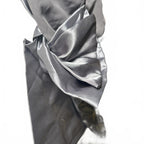 Women's CCT Fashion Silver Satin Bubble Hem Skirt with Ribbon Detail Size M BNWT
