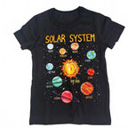 Generic Solar System Graphic Black T-Shirt Medium Kids Science Space Tee
