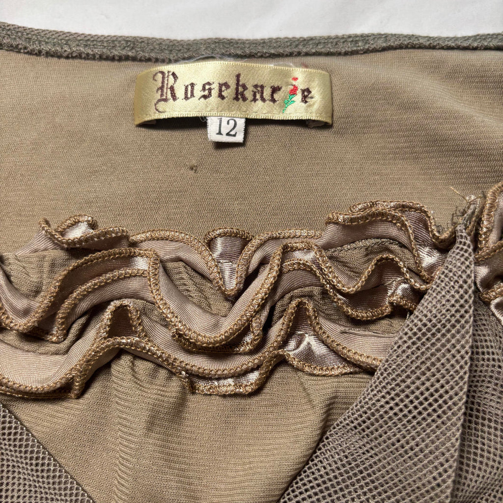 Rosekar Women's Long Sleeve Top Size 12 Mesh Ruffle Detail - Come Sell Nearly Anything