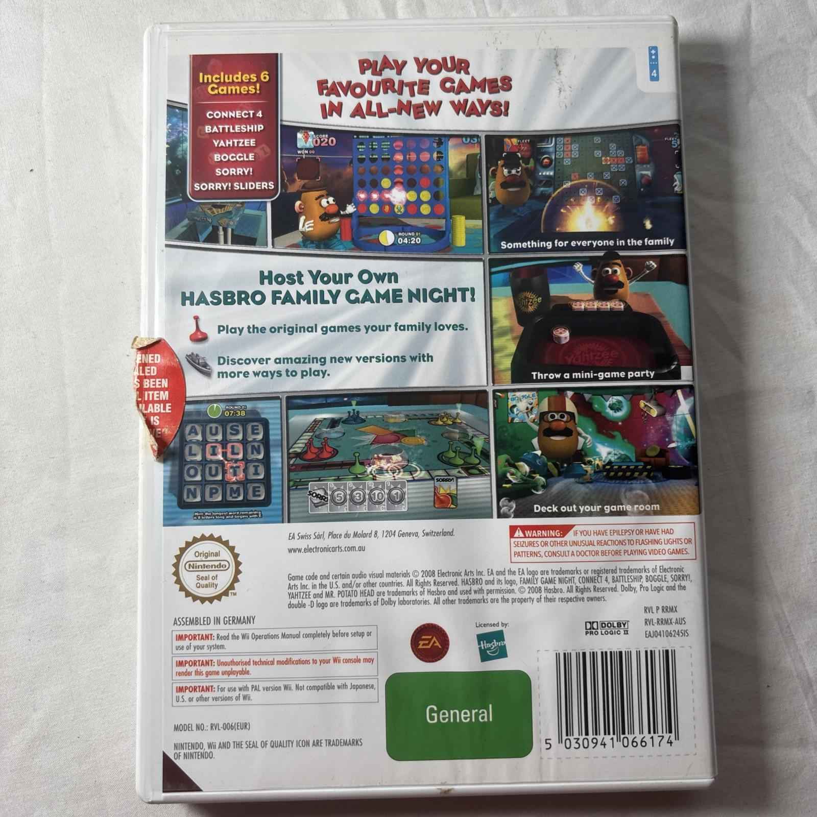 Hasbro Family Game Night + Manual - Nintendo Wii Game Complete