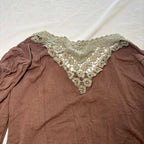 Hearts & Roses Women's Long Sleeve Top Size M Brown Embellished - Come Sell Nearly Anything
