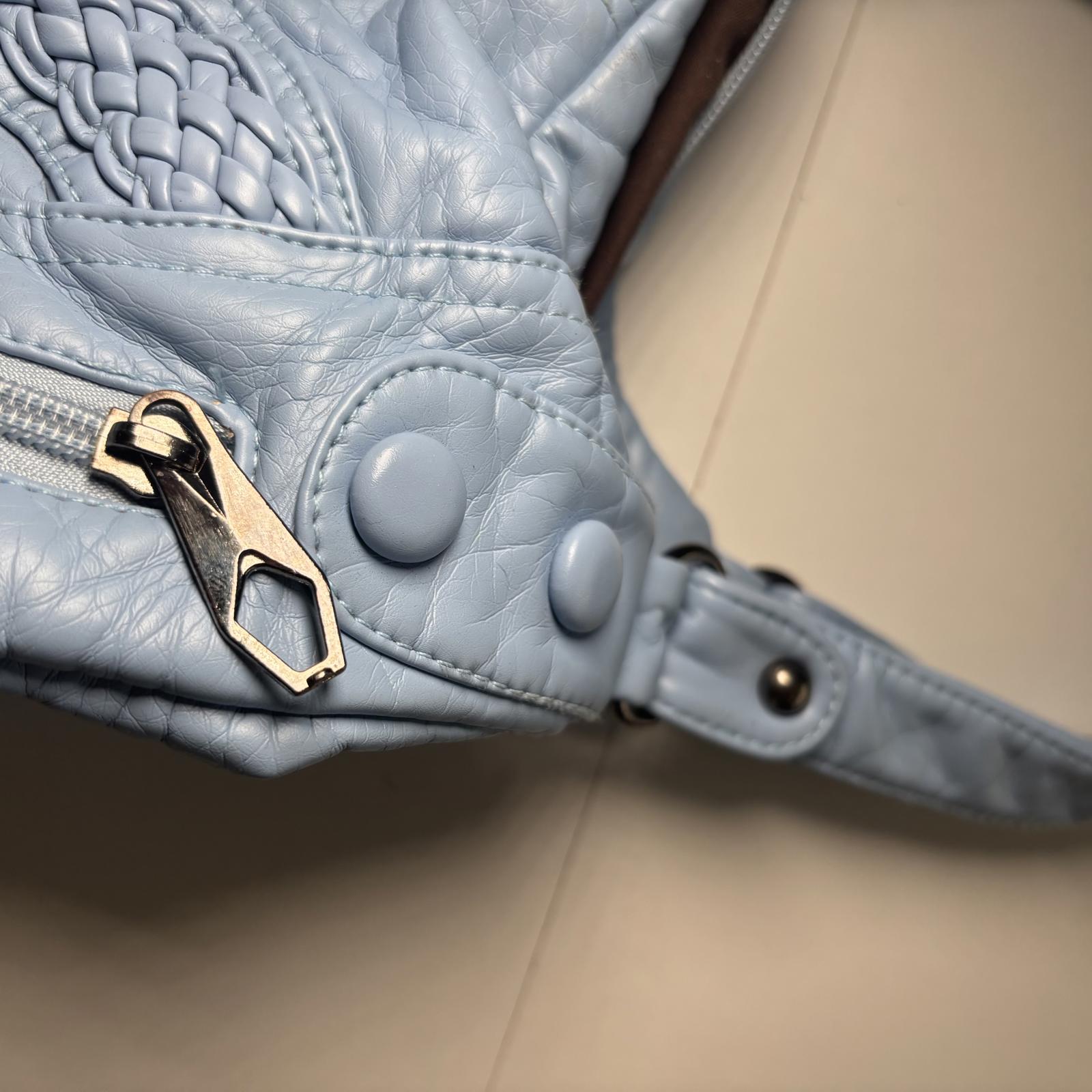 Light Blue Women's Shoulder Bag with Braided Detailing - Come Sell Nearly Anything