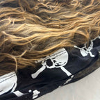 SKULL & CROSSBONES Bandanas with Attitude Novelty Red/Brown Faux Hair Bandana