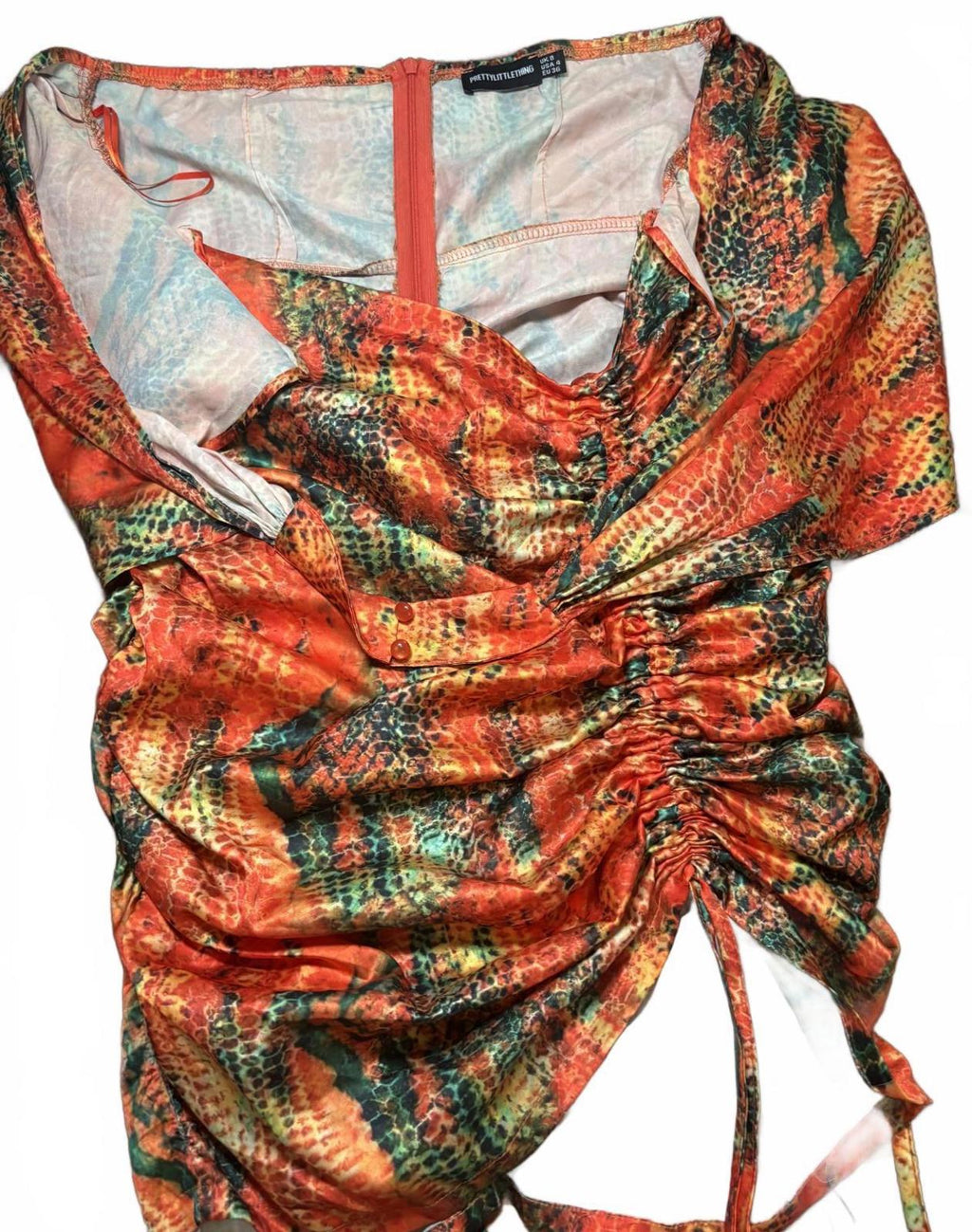 PrettyLittleThing Ruched Snake Print Bodycon Dress - Come Sell Nearly Anything