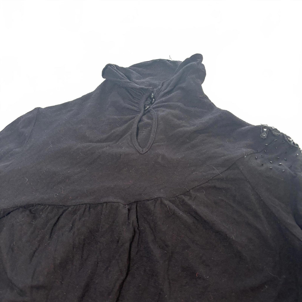 G-HOW Small Black Women's Turtleneck Top with Embellishments - Come Sell Nearly Anything