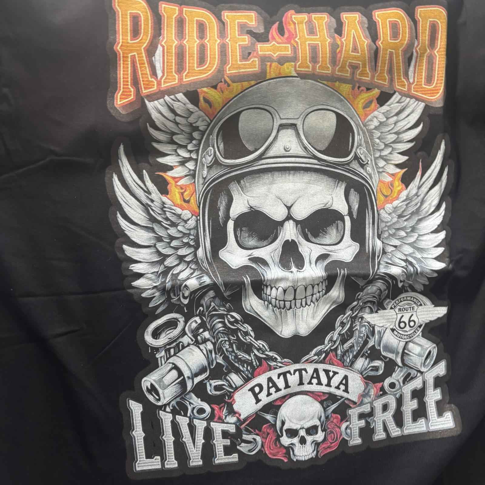 R66 Performance Men's Black Graphic T-Shirt Size XL Ride Hard Skull #Motorcycle