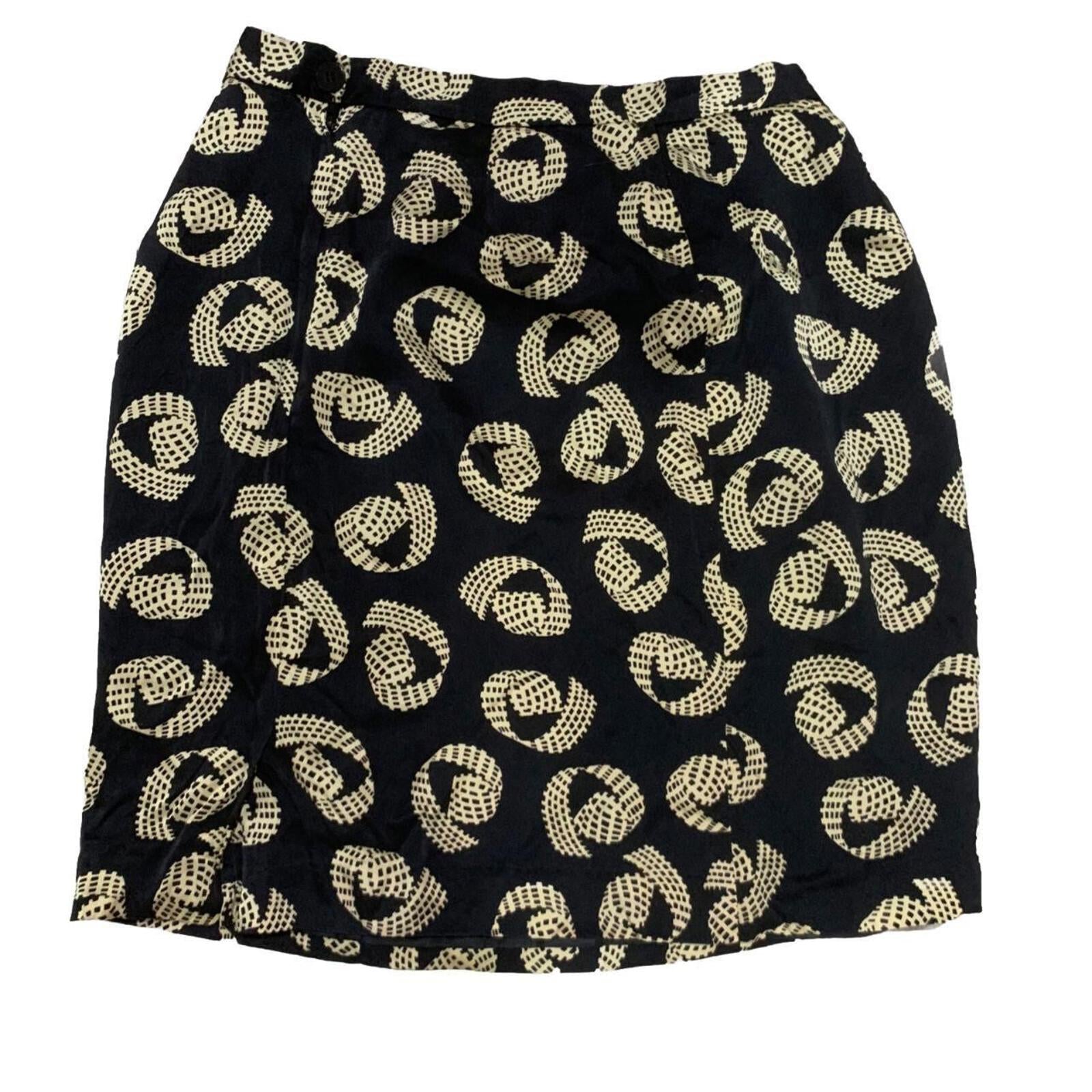 Vintage Robert Burton Size 16 Mini Length Skirt Black & Print W/ Inlay - Come Sell Nearly Anything