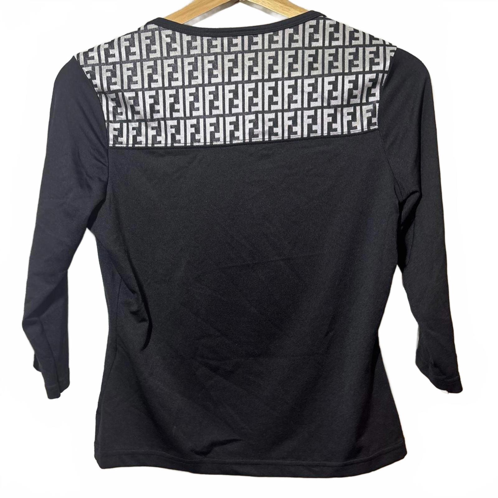 Black Fendi Size 40 3/4 sleeve top with mesh details #Fendi #MeshDetails - Come Sell Nearly Anything