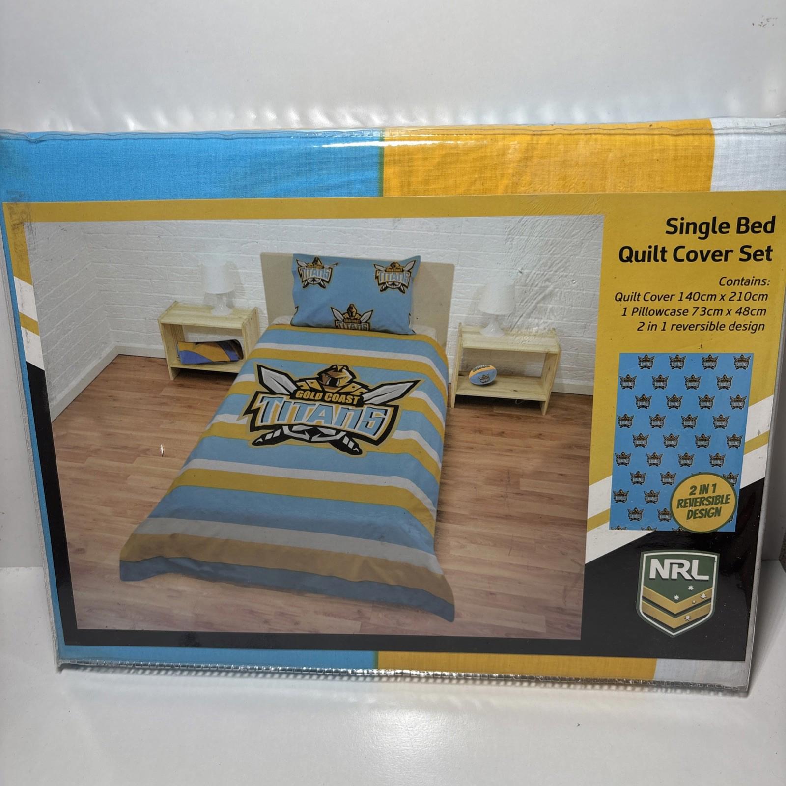 NRL GOLD COAST TITANS SINGLE BED QUILT COVER SET REVERSIBLE DESIGN RUGBY NEW - Come Sell Nearly Anything