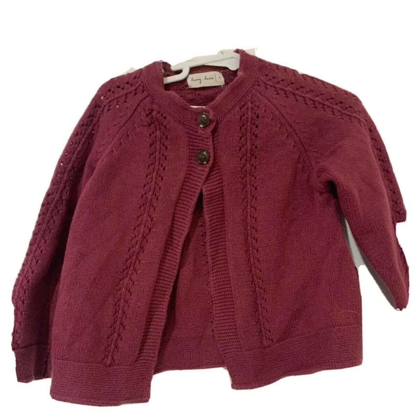 Lacey Lane 2 button jacket Maroon Knit Size 4.