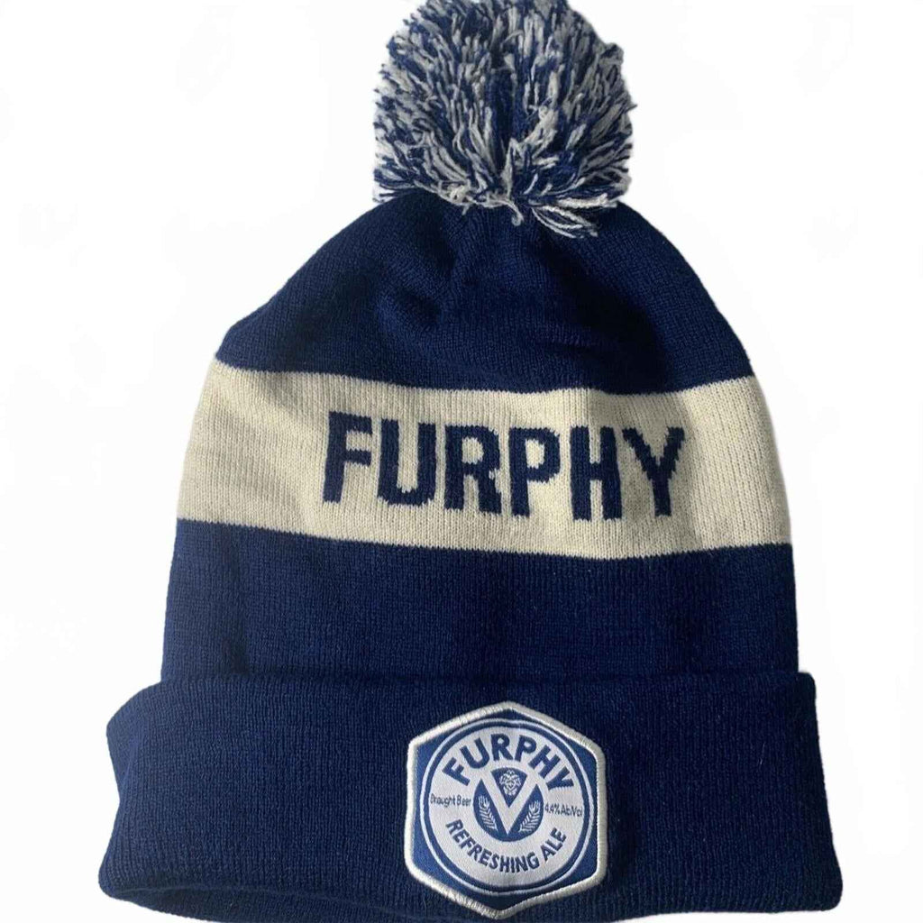 Furphy Beanie Blue Refreshing Ale Draught Beer Pom Pom Mens Promo Hat.