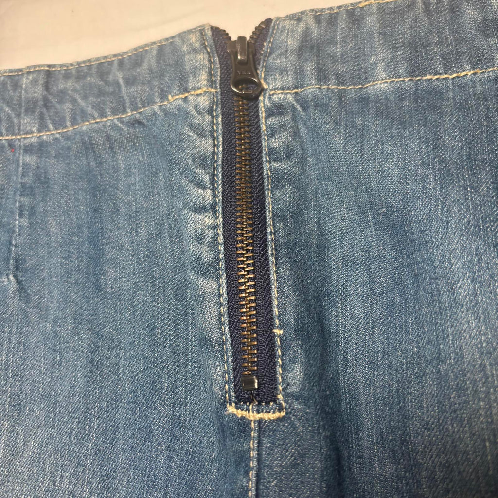 Mix Denim Skirt Size 12 Distressed Zip Back Casual #DenimSkirt #Womenswear #Size - Come Sell Nearly Anything