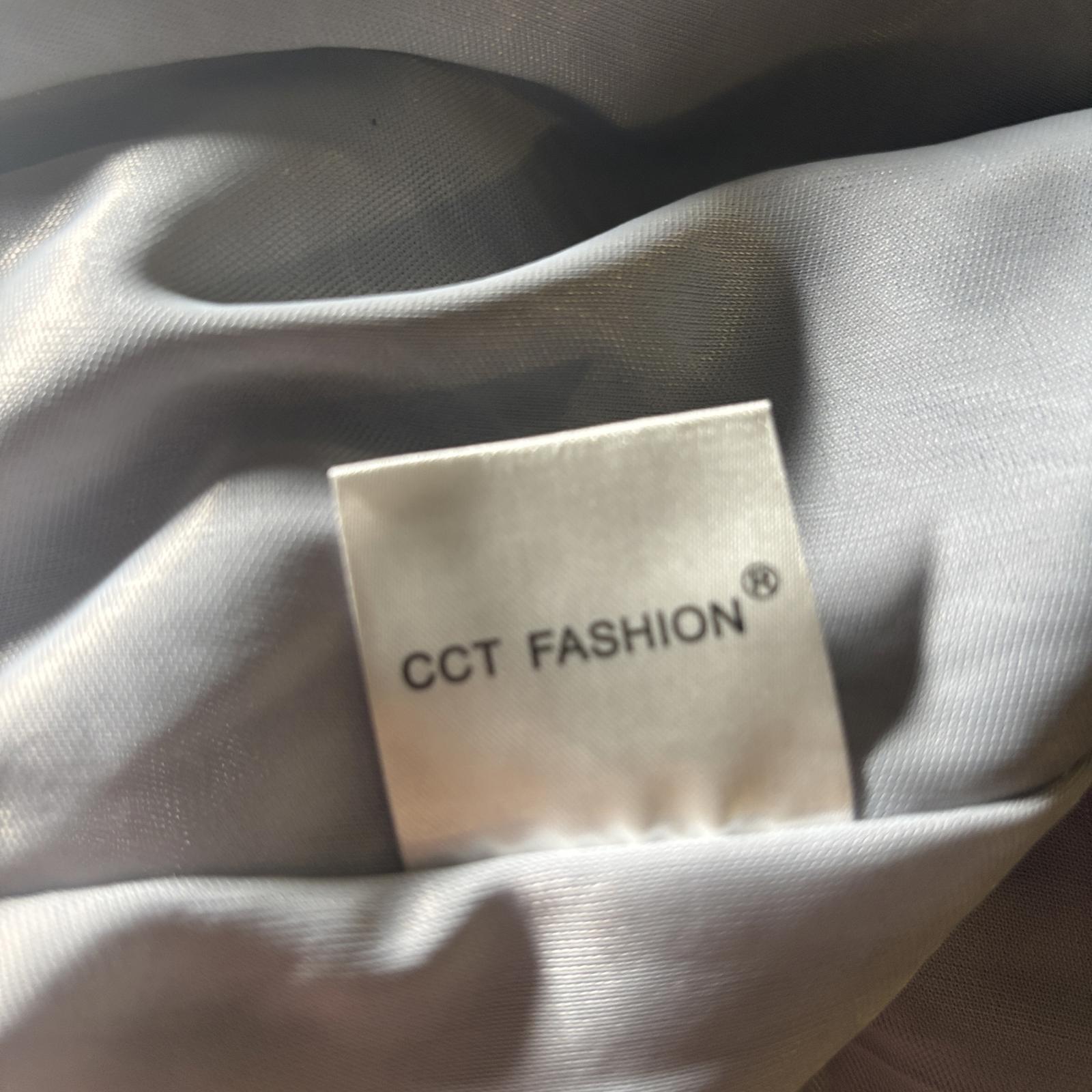 Women's CCT Fashion Silver Satin Bubble Hem Skirt with Ribbon Detail Size M BNWT