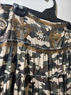 Rare ICE 1990s Vintage Boho CAMO Beaded Wrap Maxi Skirt S 10 Made in Aust - Come Sell Nearly Anything