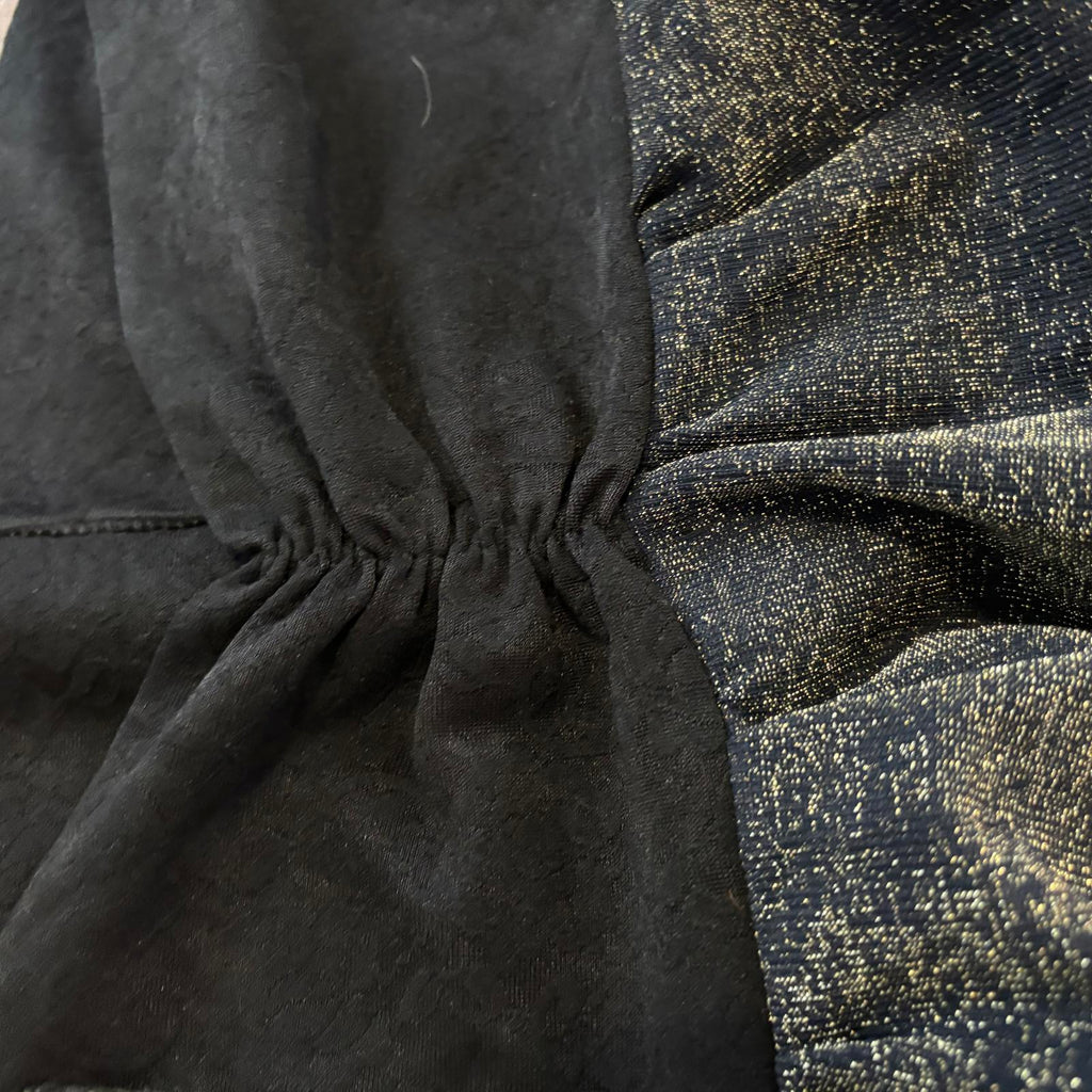 Women's Black and Metallic Elastic Waist Skirt with Anchor Patch VTG - Come Sell Nearly Anything