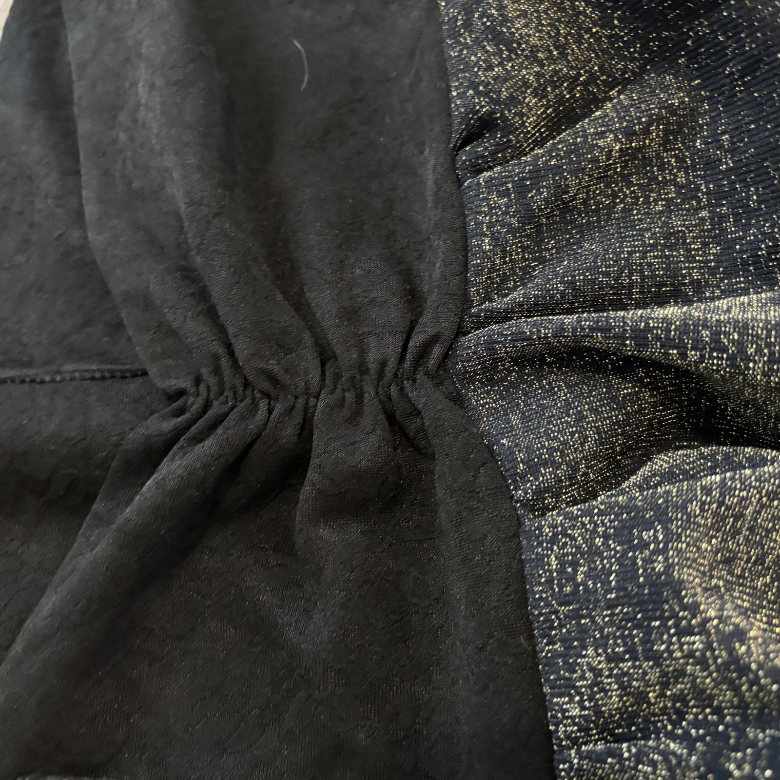 Women's Black and Metallic Elastic Waist Skirt with Anchor Patch VTG - Come Sell Nearly Anything