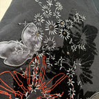 JAG XS Women's Black Floral Embroidered V-Neck T-Shirt - Come Sell Nearly Anything