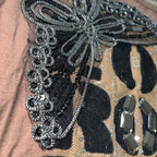 Hearts & Roses Women's Long Sleeve Top Size M Brown Embellished - Come Sell Nearly Anything