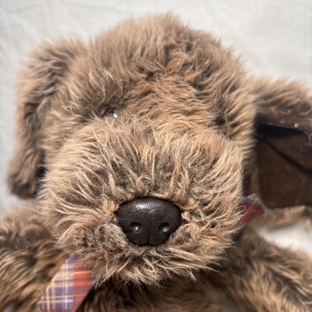 Teddy Bear Dog Look 40cm Plaid Scarf With Hard Nose