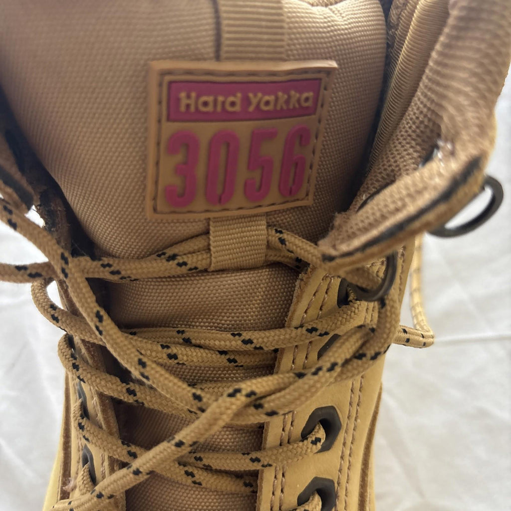 Hard Yakka 3056 Women's Work Boots. 6.5 Steel Cap Safety Wheat Lace Zip Y60240