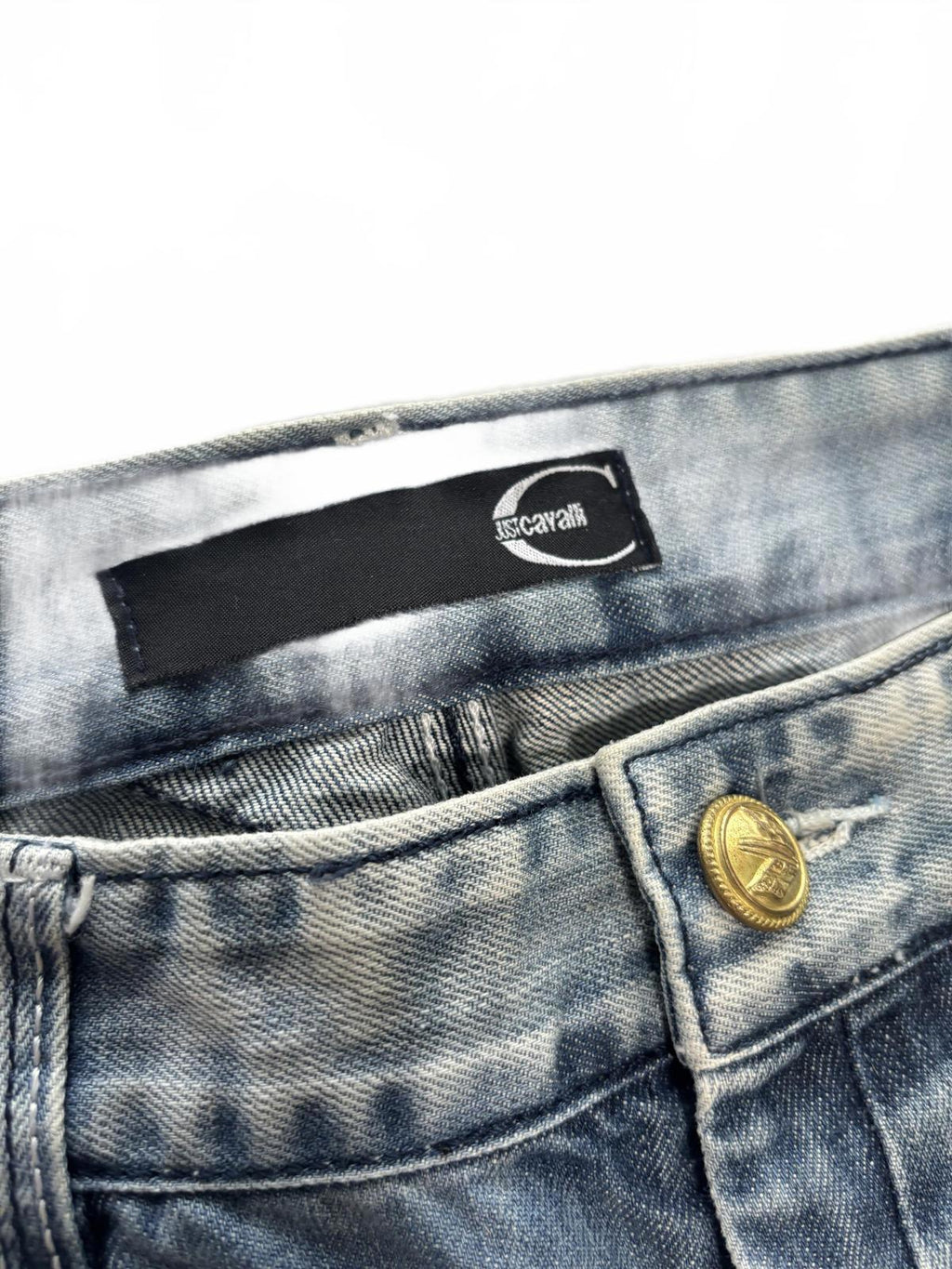 Just Cavalli Men's Straight Leg Jeans Size 31 Vintage Washed Denim Double Pocket