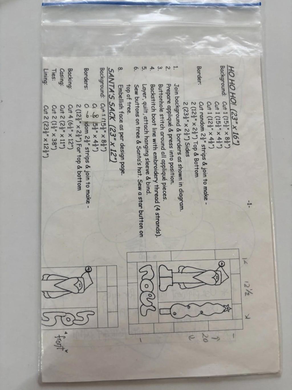 The Chook Shed - HO HO HO - Patchwork Wall Hanger Sew Stitch Vintage Craft - Come Sell Nearly Anything