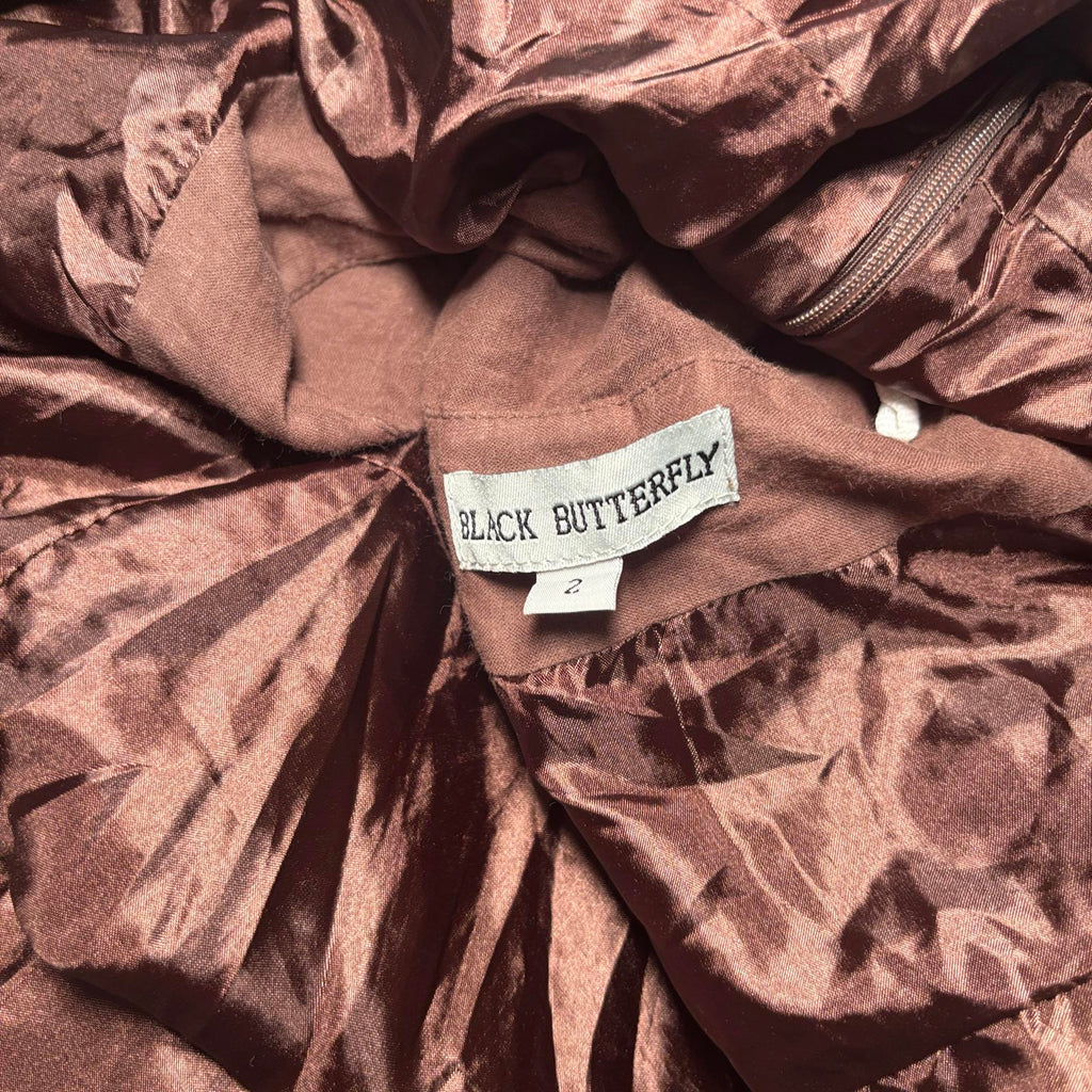 Black Butterfly Womens Brown Embellished Skirt Size 2 Vintage Y2K