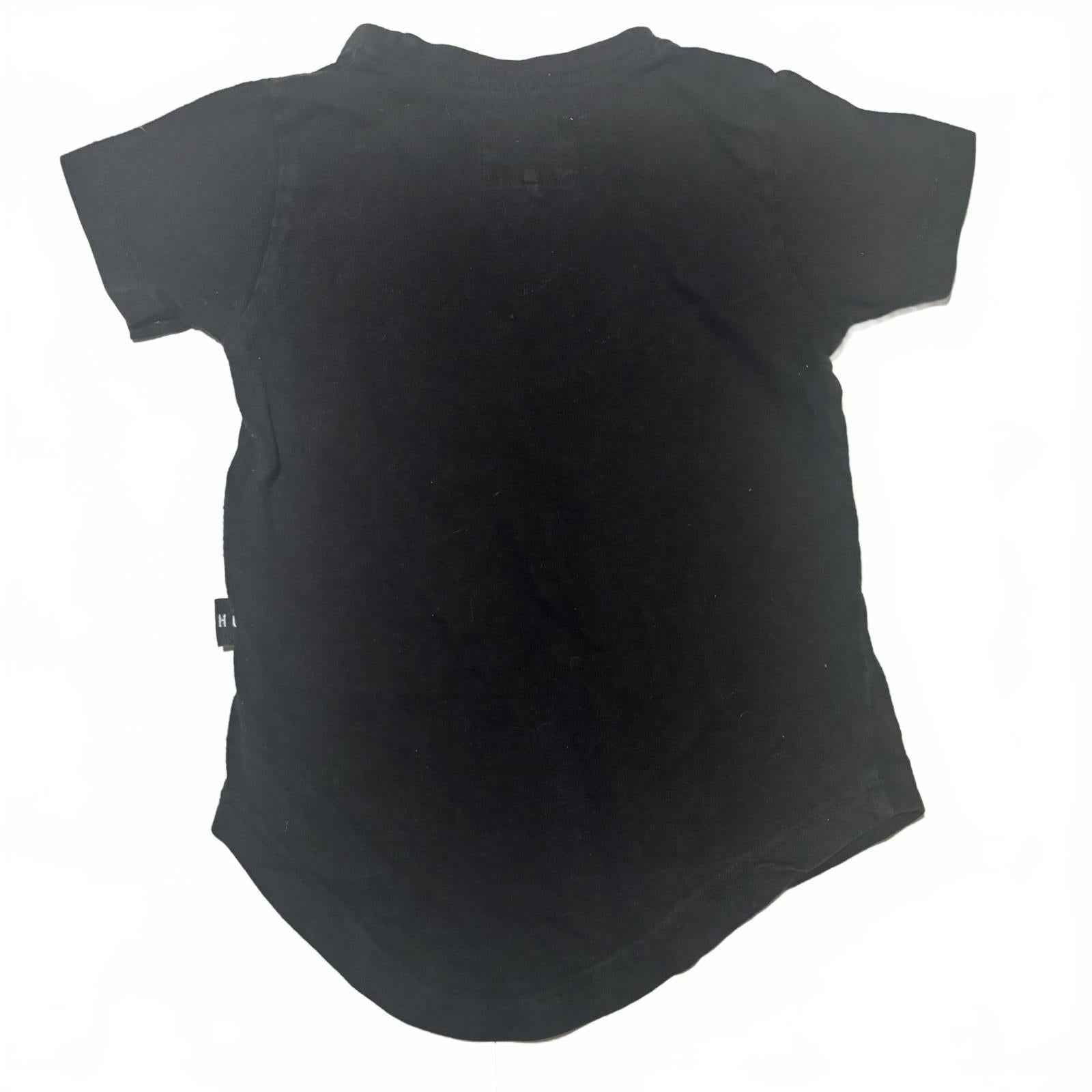 Huxbaby Black Baby T-Shirt with Large X Print, Size 1