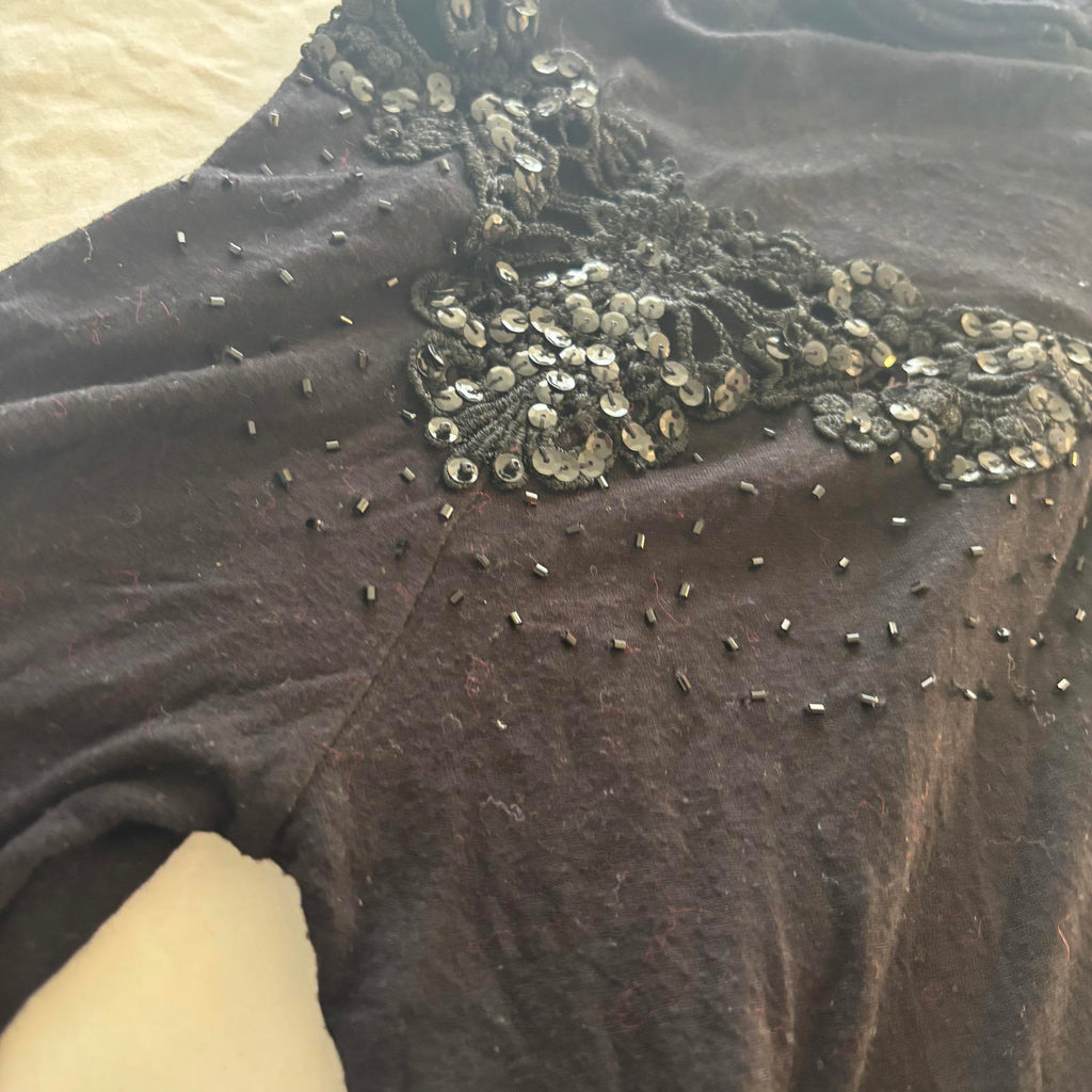 G-HOW Small Black Women's Turtleneck Top with Embellishments - Come Sell Nearly Anything