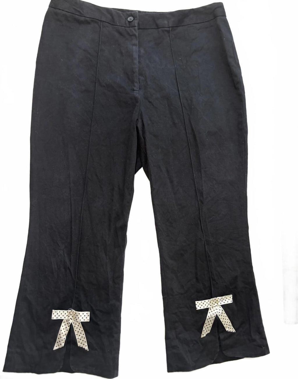 Black Women's Pants with Polka Dot Bow Detail Size 16 - Come Sell Nearly Anything