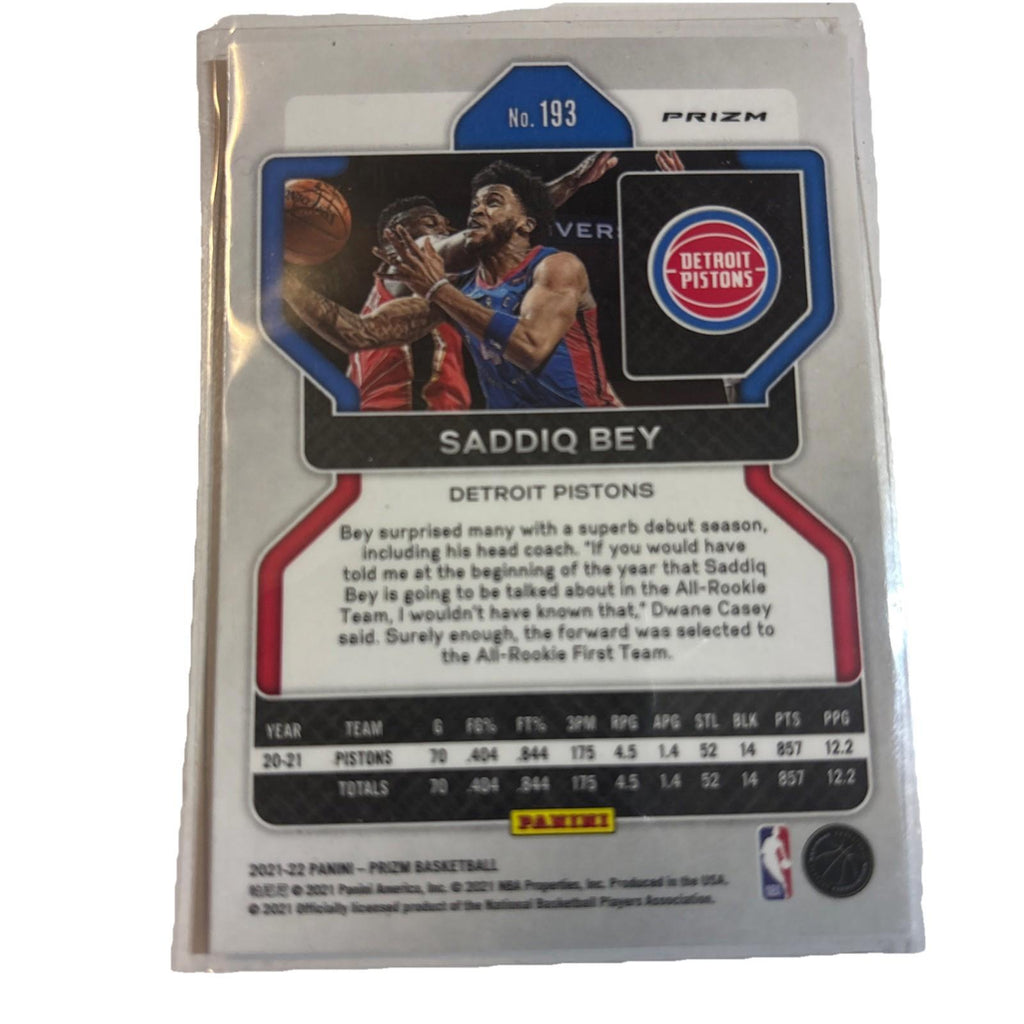 2021-22 Saddiq Bey Panini Prizm Red White & Blue Prizm #193 Pistons
