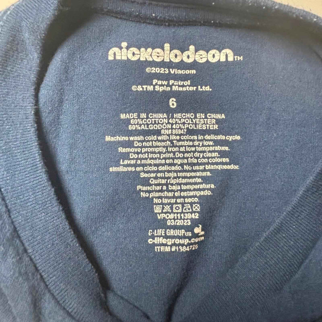 Paw Patrol Unisex Kids' Navy Blue T-Shirt Size 6