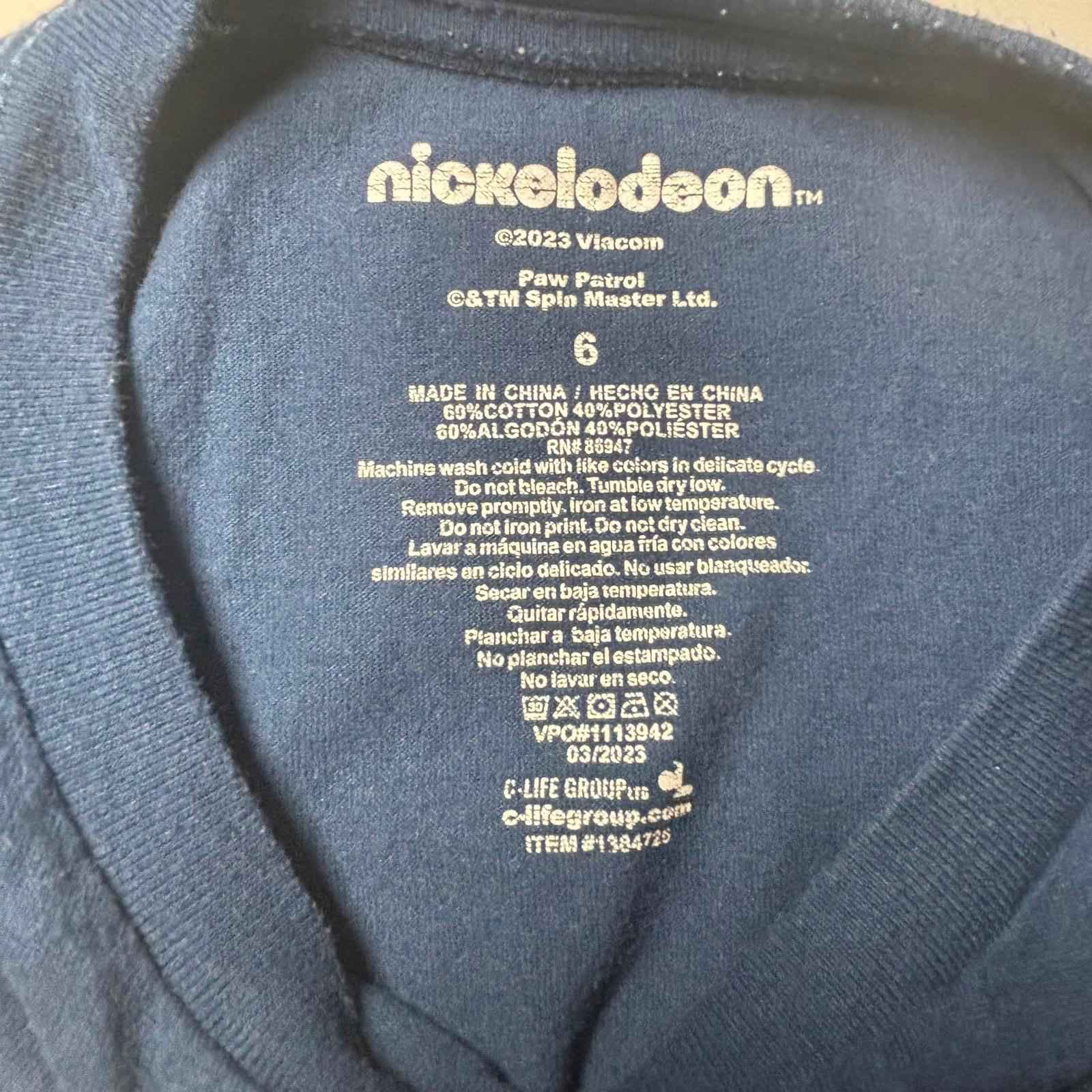 Paw Patrol Unisex Kids' Navy Blue T-Shirt Size 6