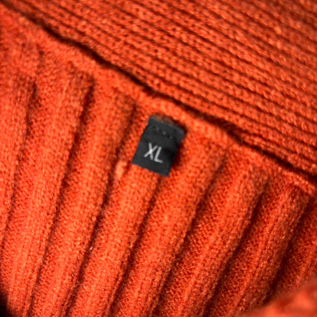 Rust Orange Ribbed Long Sleeve Dress with Fringe Details - XL - Come Sell Nearly Anything