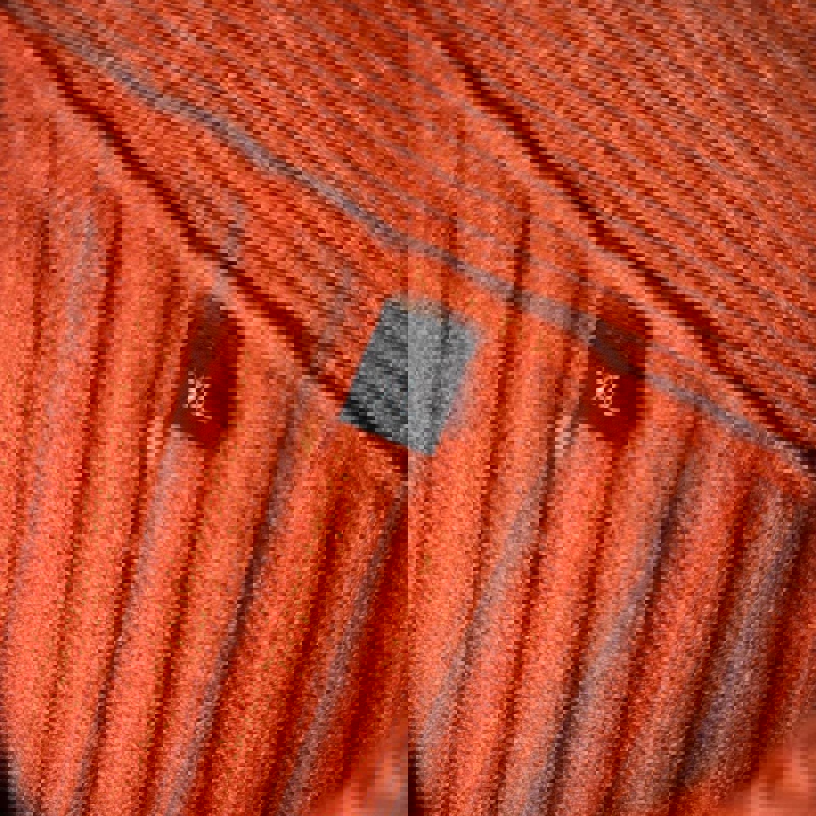 Rust Orange Ribbed Long Sleeve Dress with Fringe Details - XL - Come Sell Nearly Anything