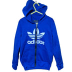 Royal blue Adidas zip-up hoodie with iconic logo kids size 7/8