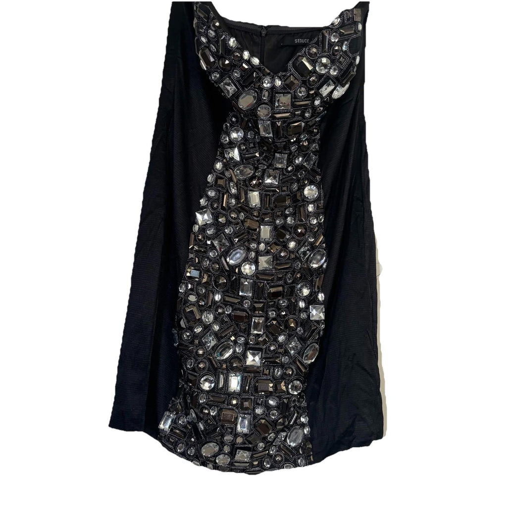 SCOOP FRONT Mirrored Gem Front Black Mini BNWT Seduce Size 10 COCKTAIL DESIGNER - Come Sell Nearly Anything