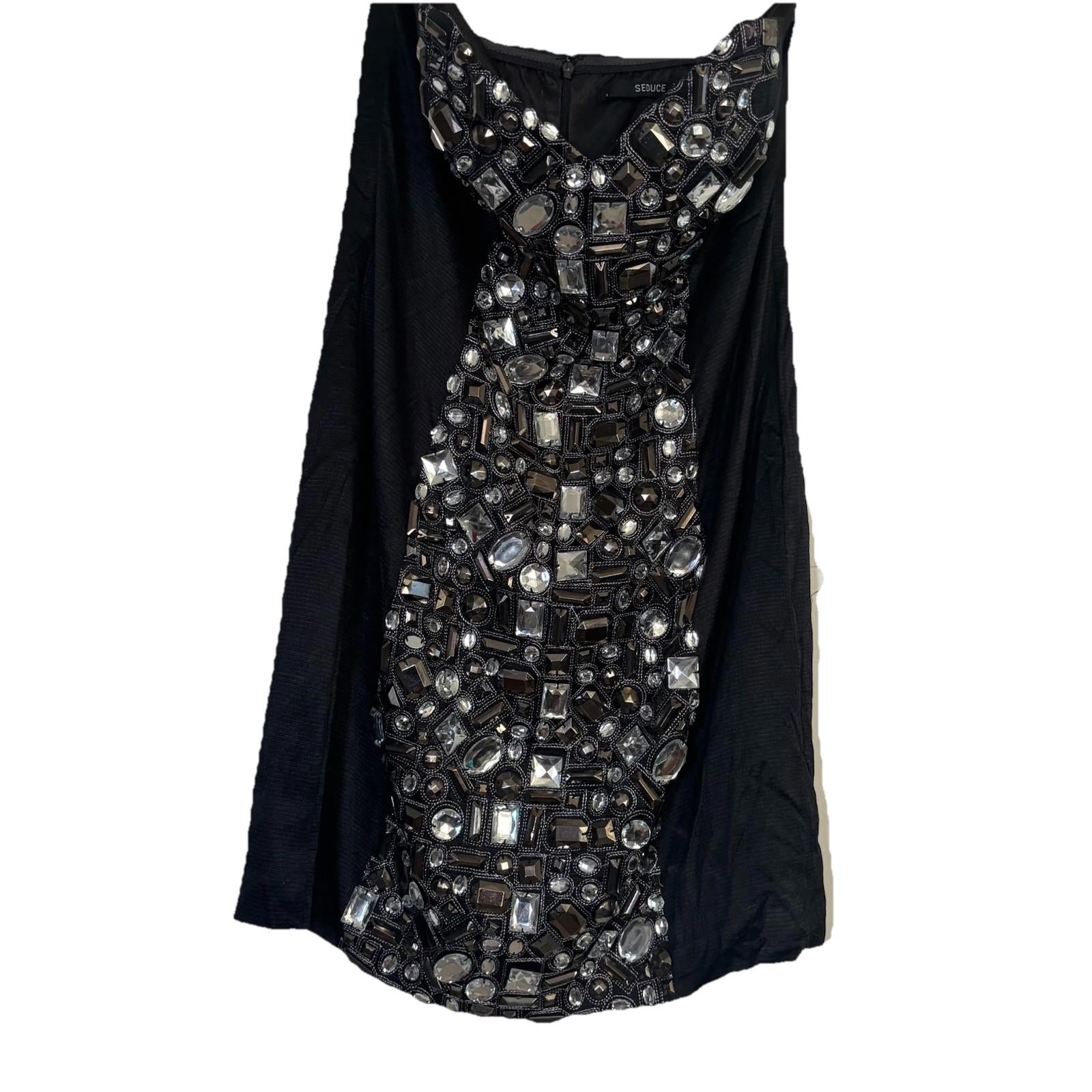 SCOOP FRONT Mirrored Gem Front Black Mini BNWT Seduce Size 10 COCKTAIL DESIGNER - Come Sell Nearly Anything