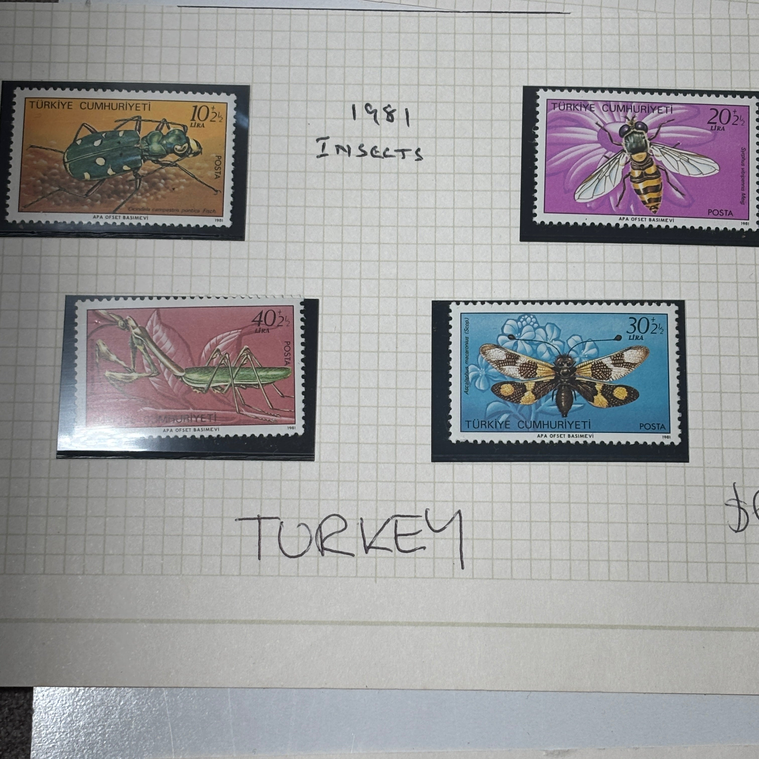 Turkey – Insects 1981
10½L, 20½L, 30½L, 40½L